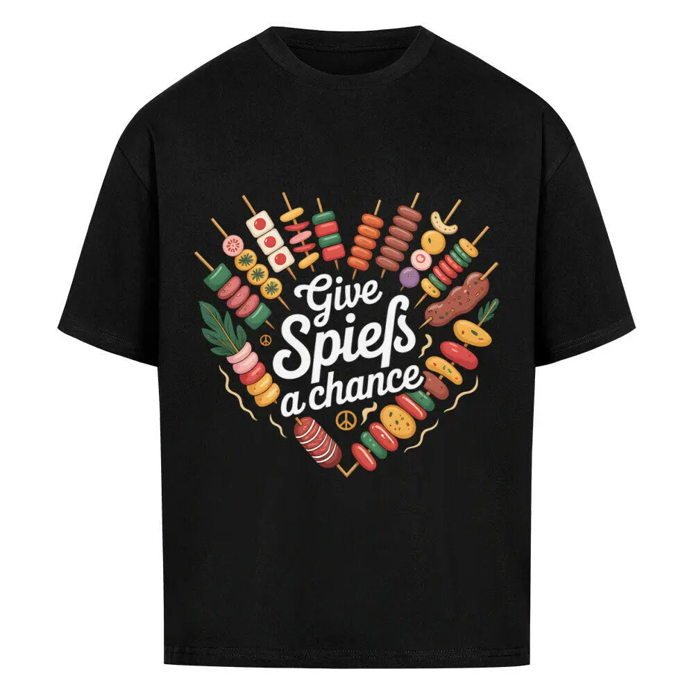Give Spieße a Chance – Oversized BBQ Shirt – Motivdruck in Schwarz