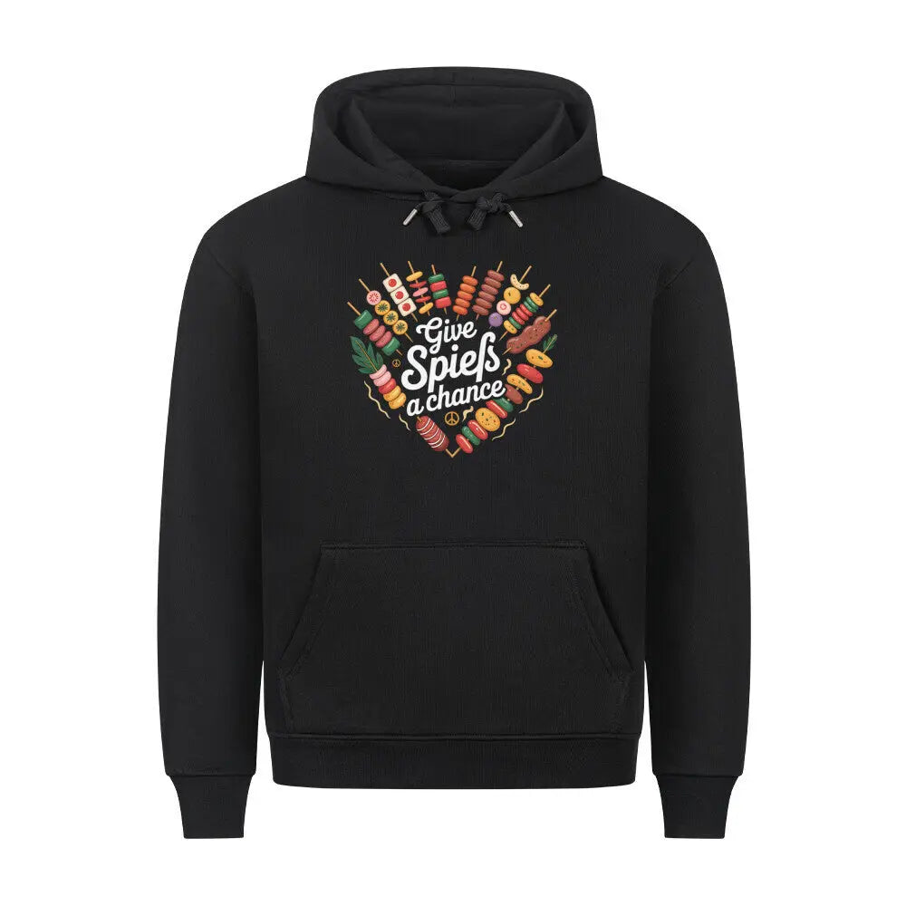„Give Spieße a Chance“ – Premium Hoodie – Motivdruck in Schwarz
