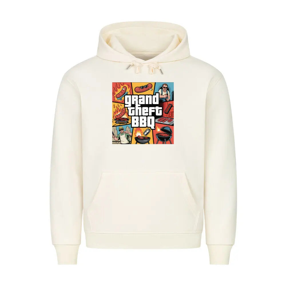 Grand Theft BBQ – Premium Hoodie – Motivdruck in Beige