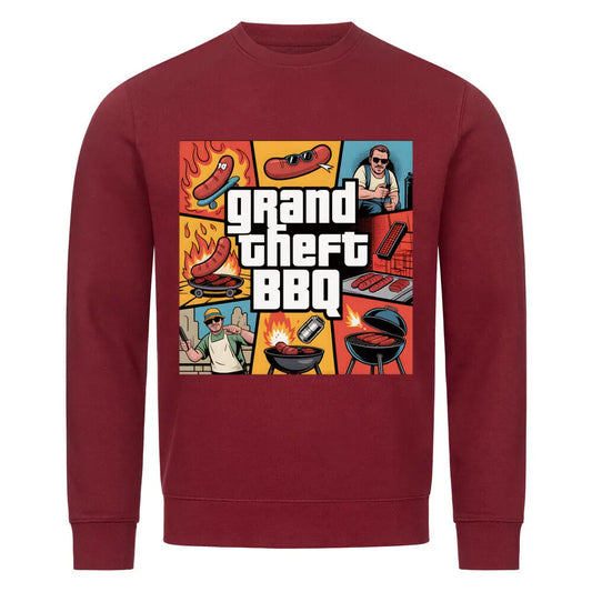 Grand Theft BBQ – Premium Organic Sweatshirt – Motivdruck in Burgunder