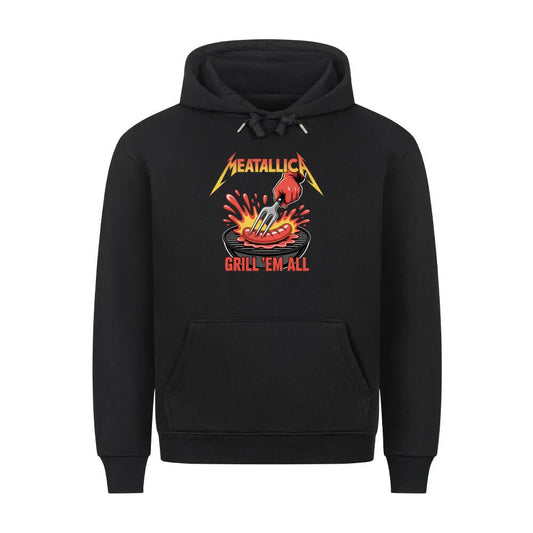 Grill ’Em All – Premium Hoodie – Motivdruck in Schwarz