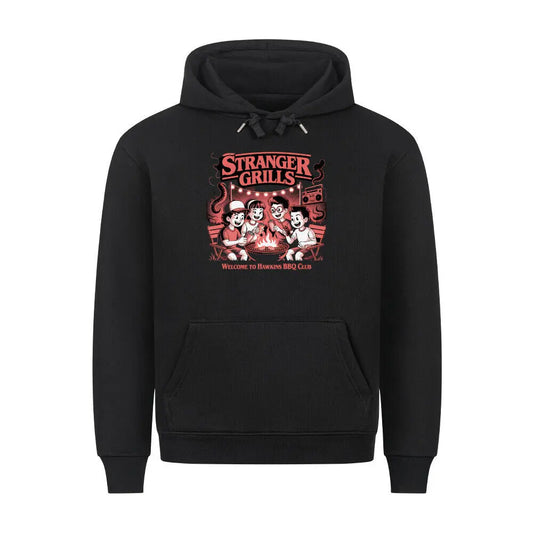 STRANGER GRILLS – Premium Hoodie – Motivdruck in Schwarz