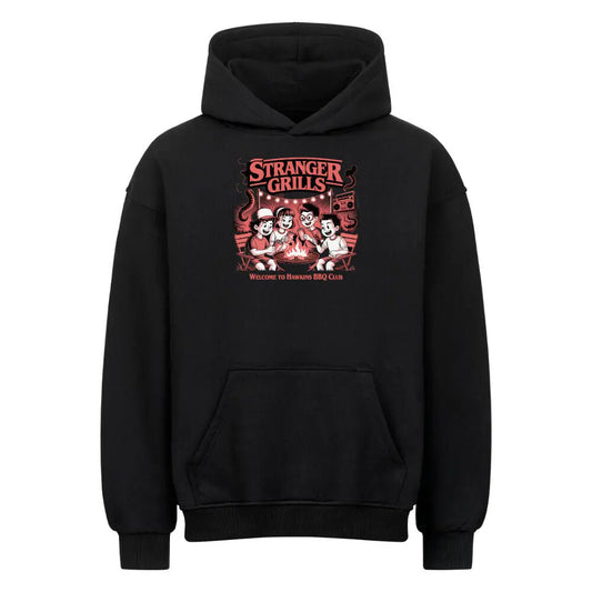 STRANGER GRILLS – Oversized Hoodie – Motivdruck in Schwarz