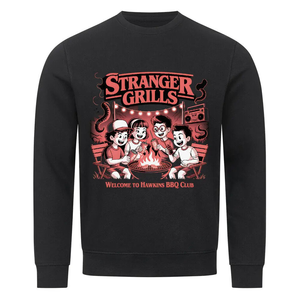 STRANGER GRILLS – Premium Organic Sweatshirt – Motivdruck in Schwarz