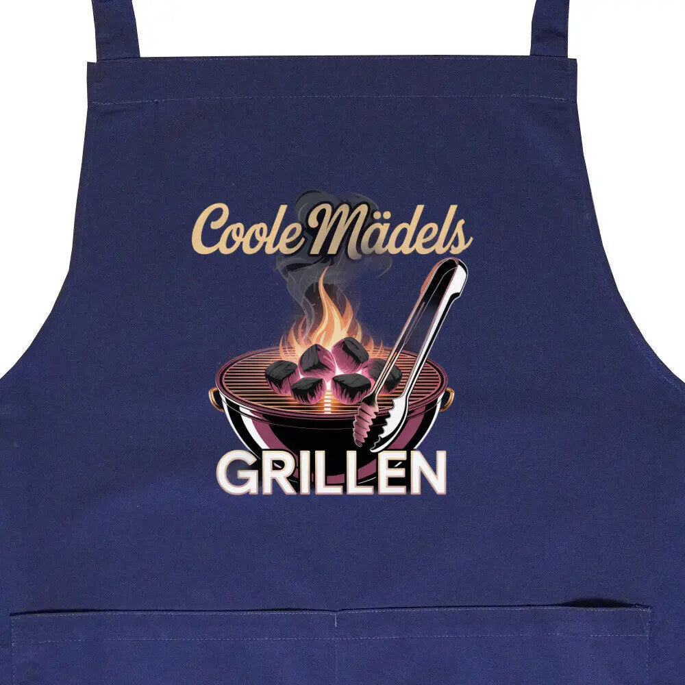 Coole Mädels grillen – Grillschürze – Motivdruck in Navy, Nahaufnahme