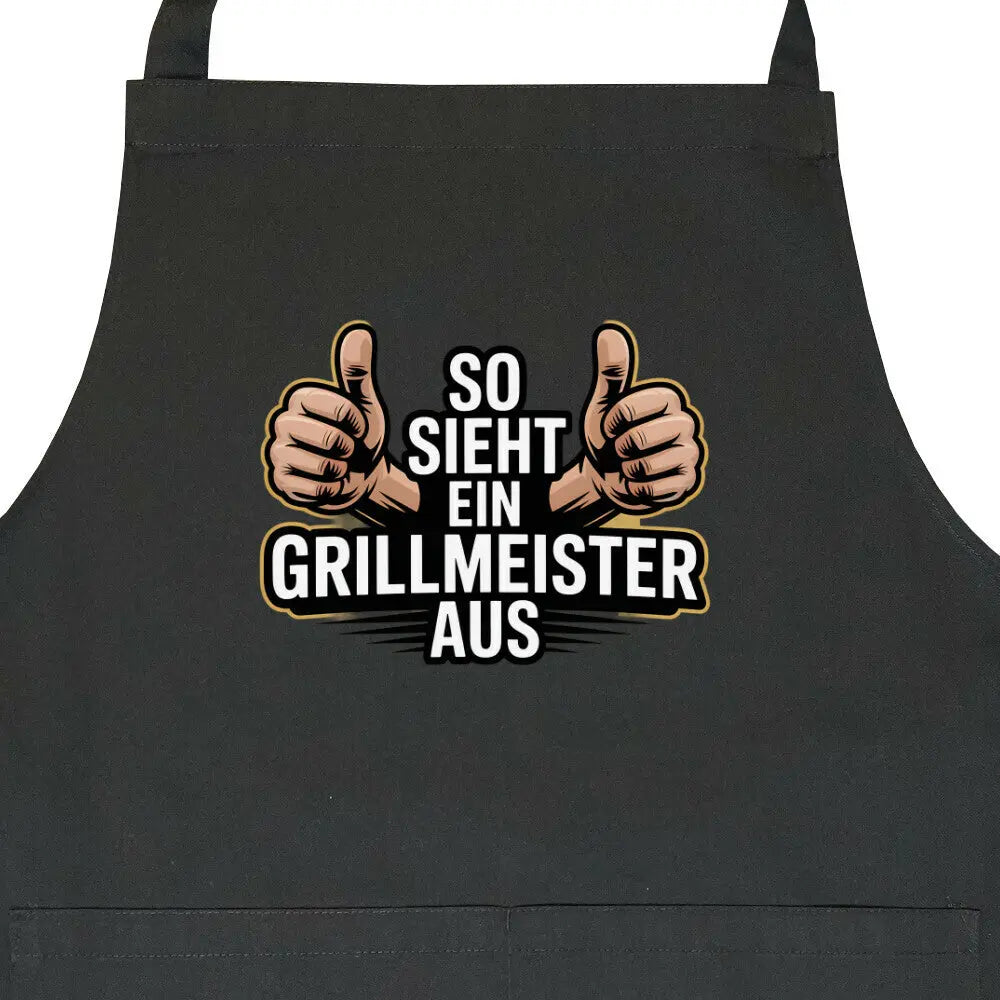 So sieht ein Grillmeister aus – Grillschürze für echte BBQ-Helden – Motivdruck in Schwarz, Nahaufnahme