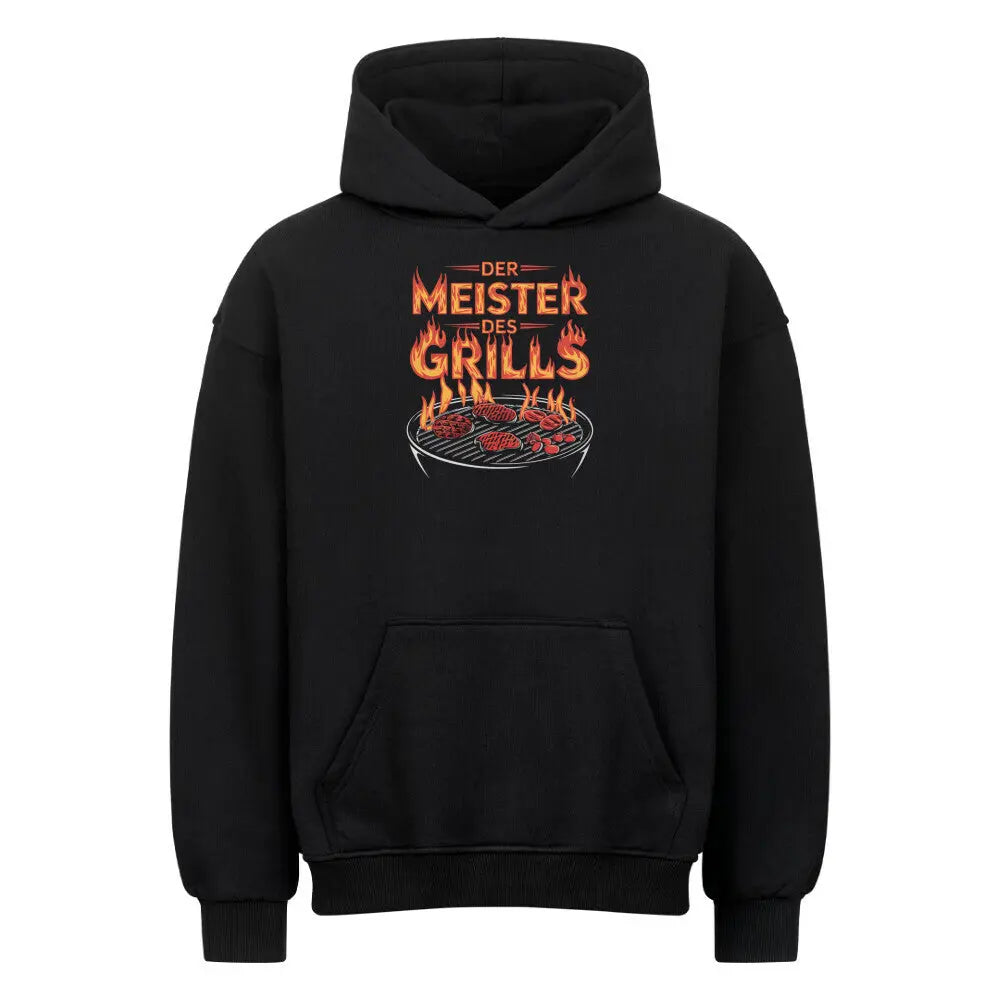 Meister des Grills – Oversized Hoodie – Motivdruck in Schwarz