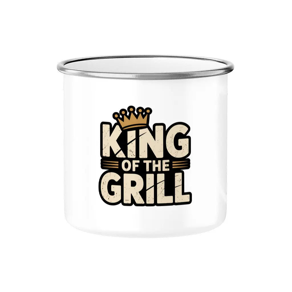 King of the Grill – Emaille Tasse – Motivdruck in Silber
