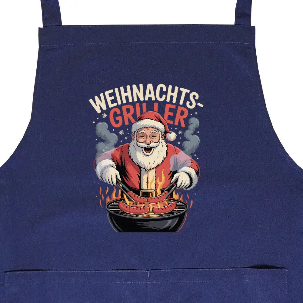 Weihnachts-Griller – Grillschürze – Motivdruck in Navy, Nahaufnahme