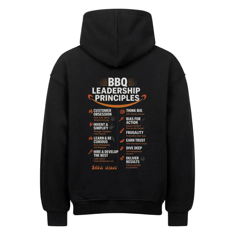 BBQ Leadership Principles – Oversized Hoodie – Motivdruck in Schwarz