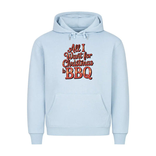 All I Want for Christmas is BBQ – Premium Hoodie – Motivdruck in Babyblau