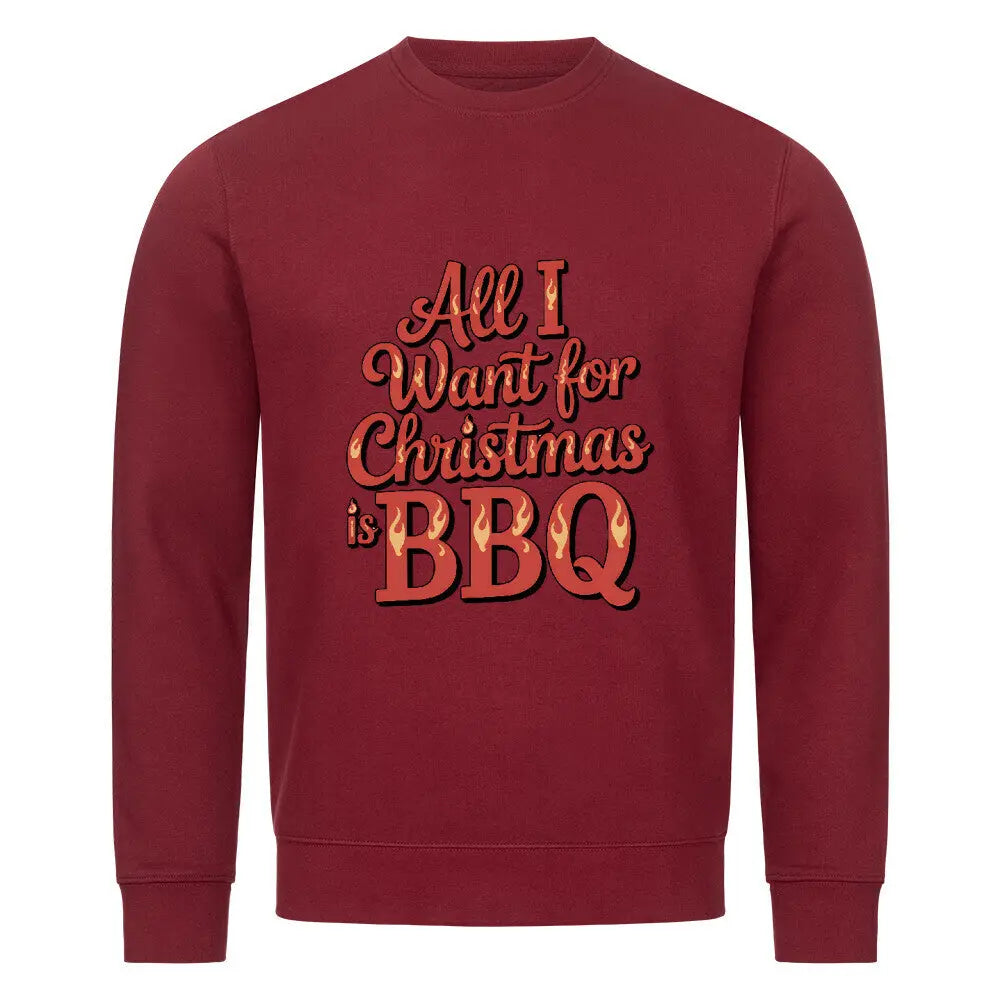 All I Want for Christmas is BBQ – Premium Sweatshirt – Motivdruck in Burgunder