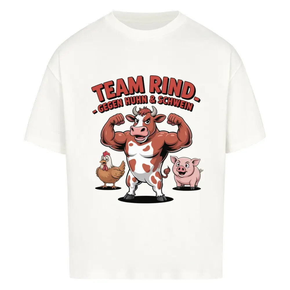 Team Rind – Oversized Shirt – Motivdruck in Weiß