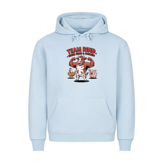 Team Rind – Premium Hoodie – Motivdruck in Babyblau