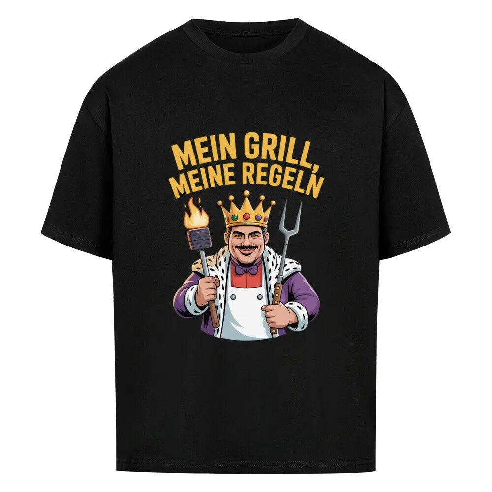 Mein Grill, Meine Regeln – Oversized Shirt – Motivdruck in Schwarz
