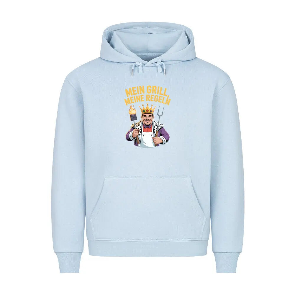 Mein Grill, Meine Regeln – Premium Hoodie – Motivdruck in Babyblau