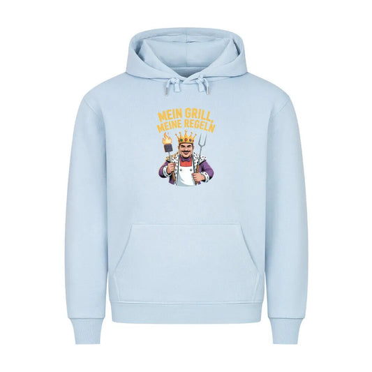 Mein Grill, Meine Regeln – Premium Hoodie – Motivdruck in Babyblau