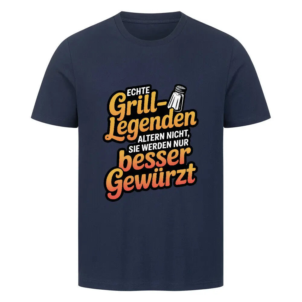 Echte Grill-Legenden – Premium T-Shirt – Motivdruck in French Navy