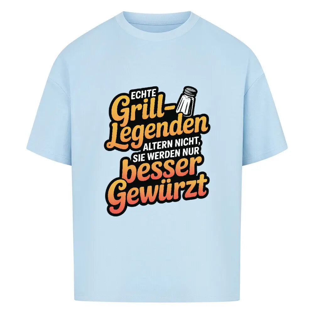 Echte Grill-Legenden – Oversized Shirt – Motivdruck in Babyblau