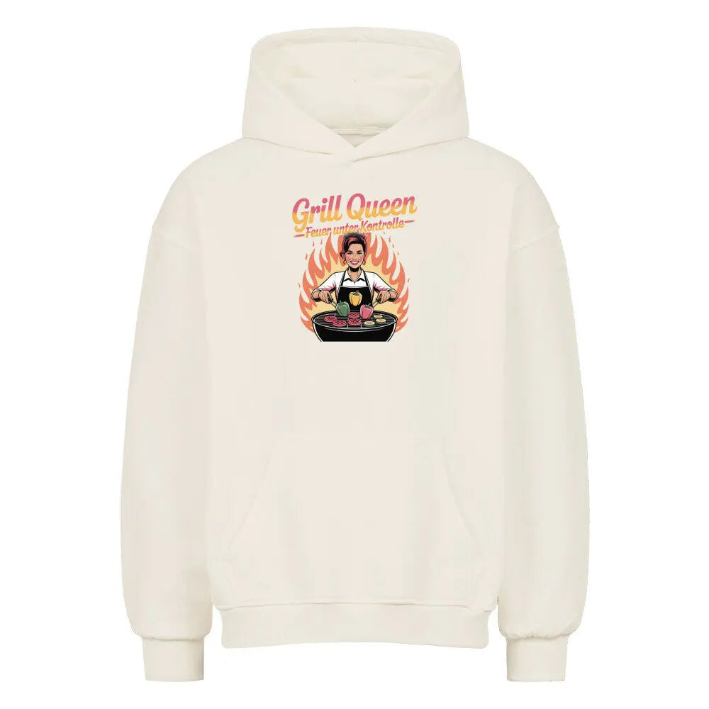 Grill Queen – Feuer unter Kontrolle – Oversized Hoodie – Motivdruck in Natural Raw