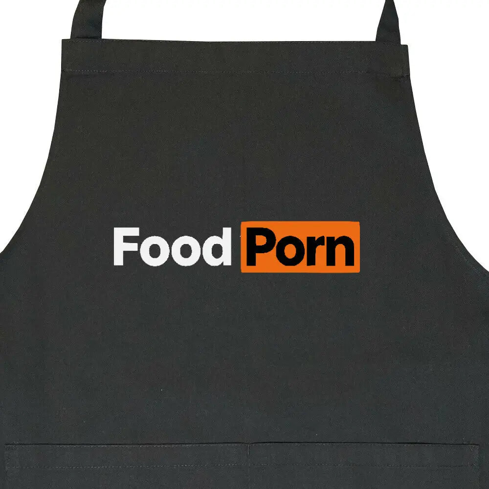 Food Porn – Kochschürze – Motivdruck in Schwarz, Nahaufnahme