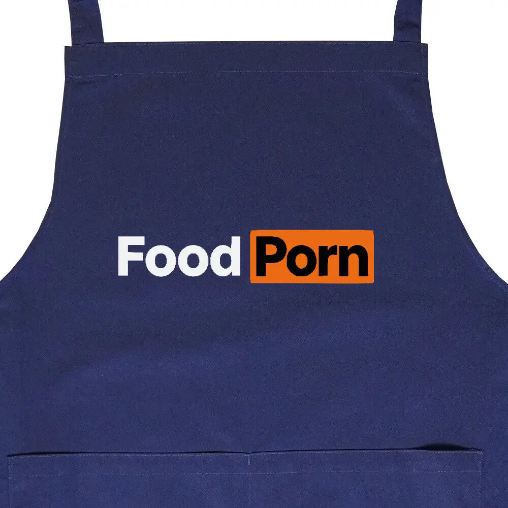 Food Porn – Kochschürze – Motivdruck in Navy, Nahaufnahme