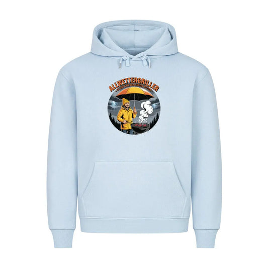 Allwettergriller – Premium Hoodie – Motivdruck in Babyblau