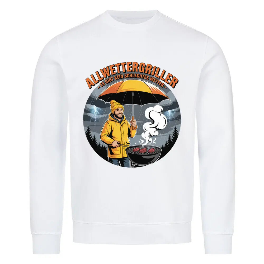 Allwettergriller – Premium Sweatshirt – Motivdruck in Weiß