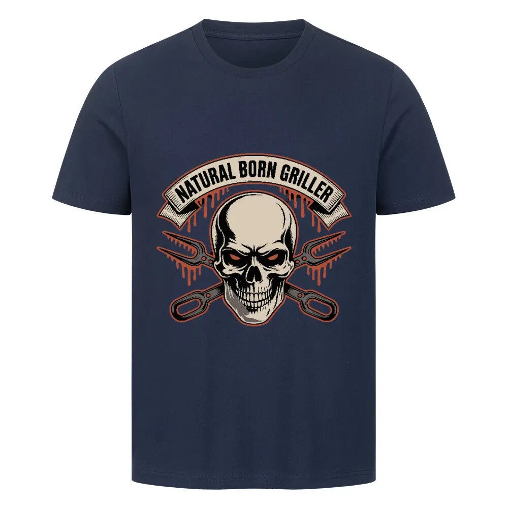 Natural Born Griller – Premium T-Shirt – Motivdruck in French Navy