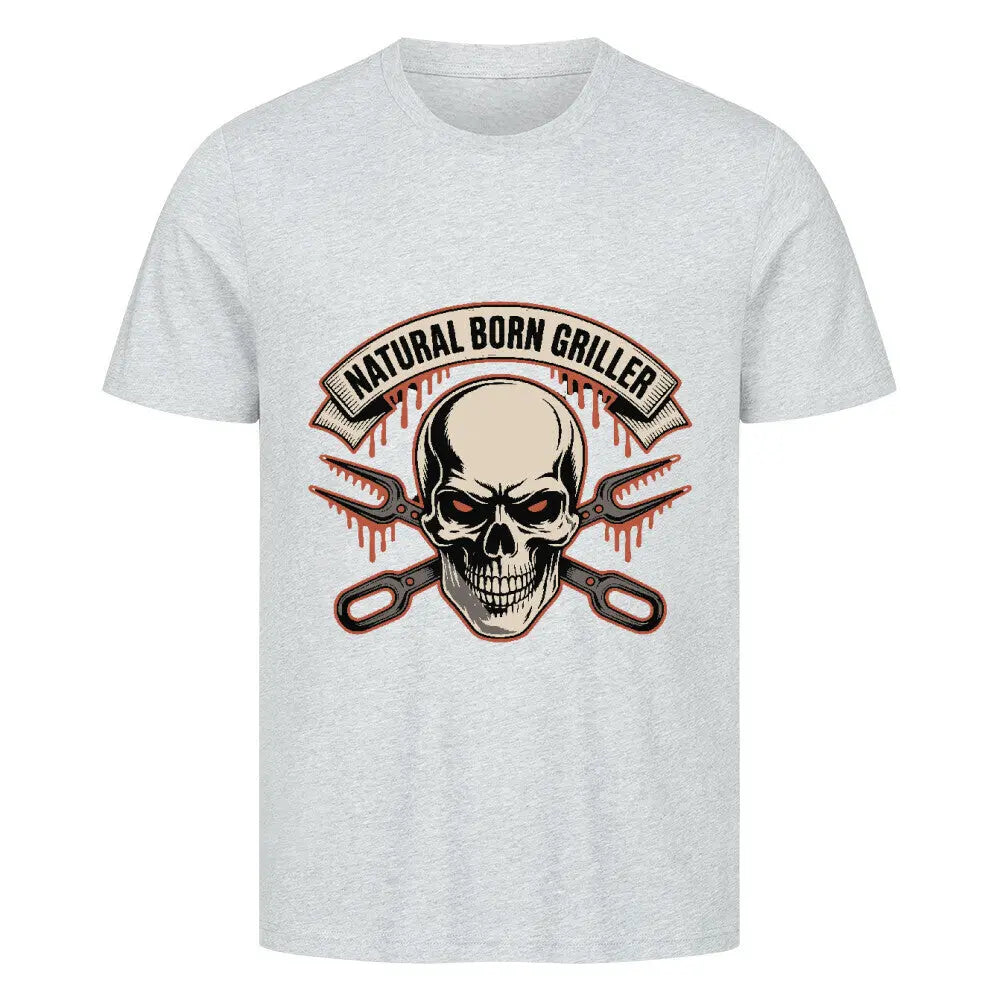 Natural Born Griller – Premium T-Shirt – Motivdruck in Heather Grey