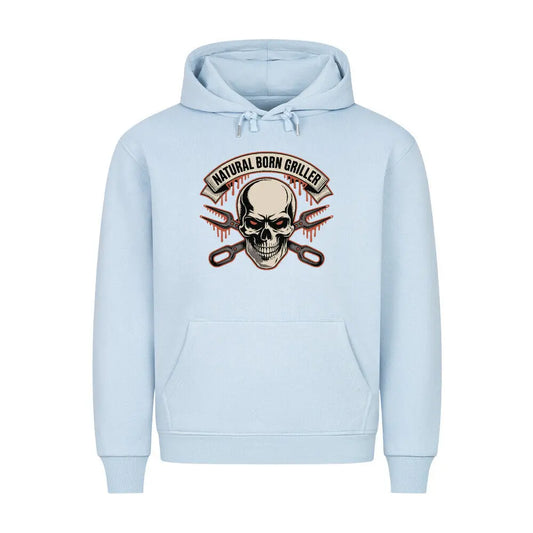 Natural Born Griller – Premium Hoodie – Motivdruck in Babyblau