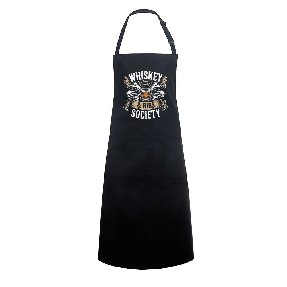 Whiskey & Ribs Society – Grillschürze – Motivdruck in Schwarz
