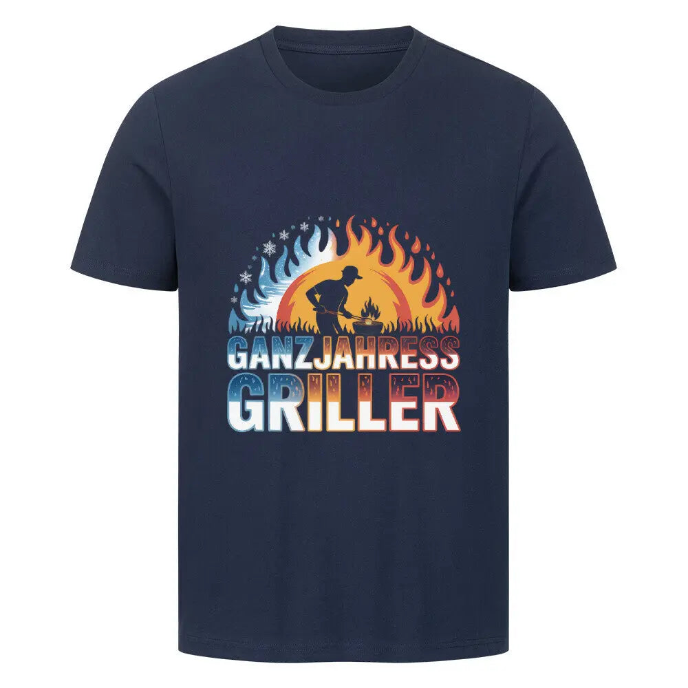 Ganzjahres-Griller – Premium T-Shirt – Motivdruck in French Navy