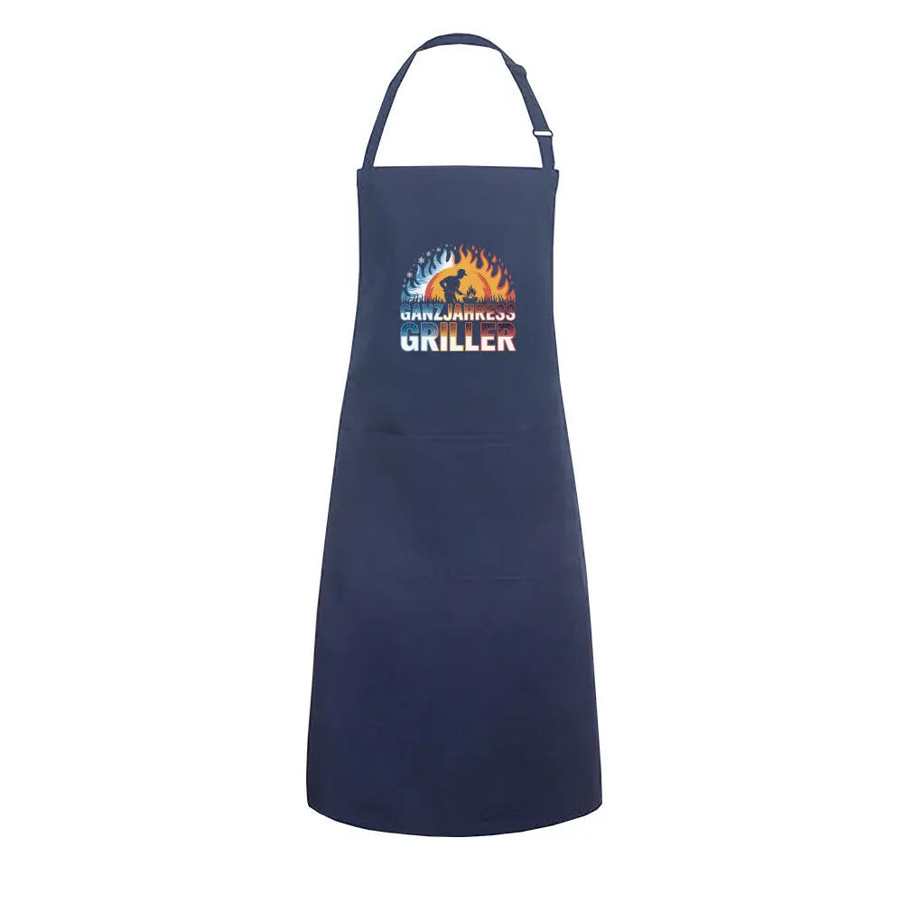 Ganzjahres-Griller – Grillschürze – Motivdruck in Navy