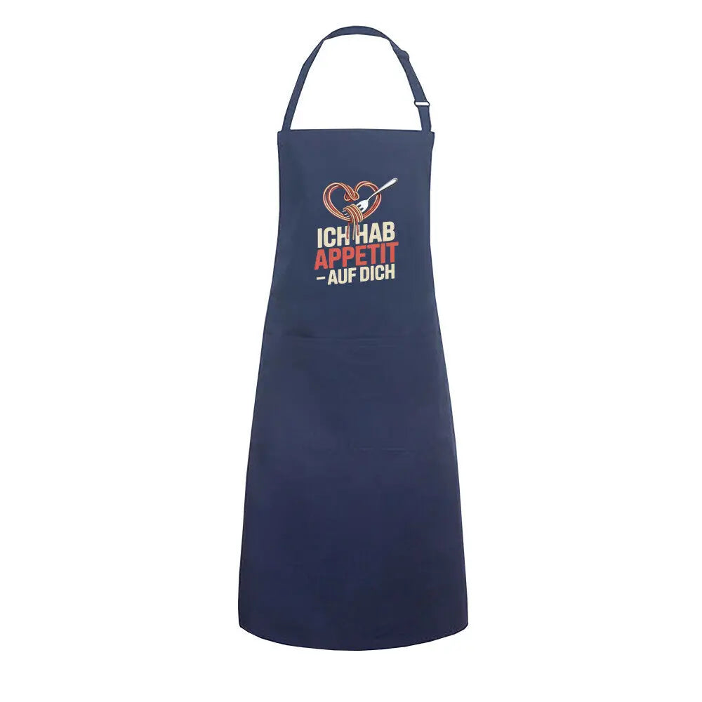 Ich hab Appetit auf Dich – Premium Grill- & Kochschürze – Motivdruck in Navy