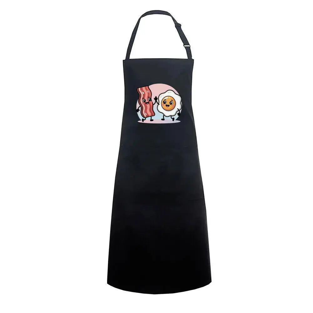 Bacon & Egg Friends – Premium Grillschürze (Lässige Kochschürze für Frühstück & BBQ) – Motivdruck in Schwarz