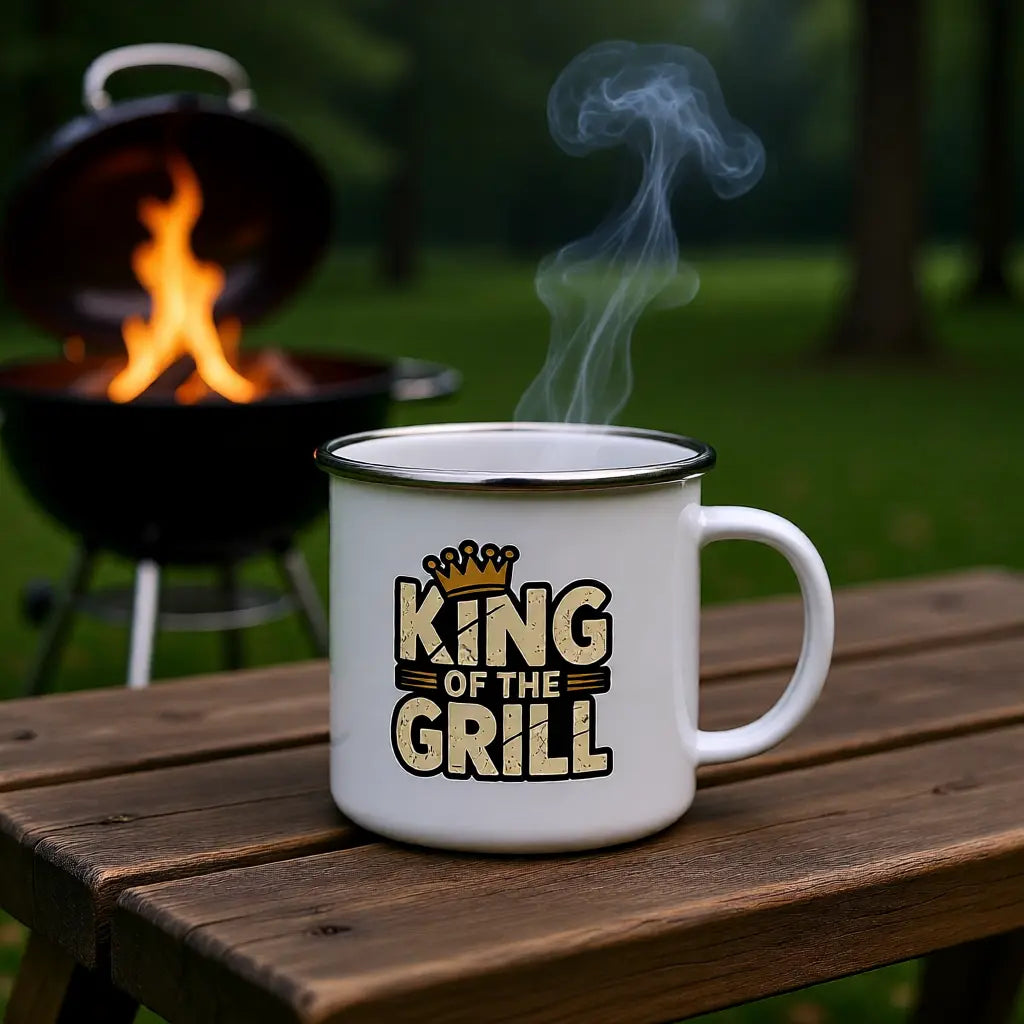 King of the Grill – Emaille Tasse – Meatware Produktfoto