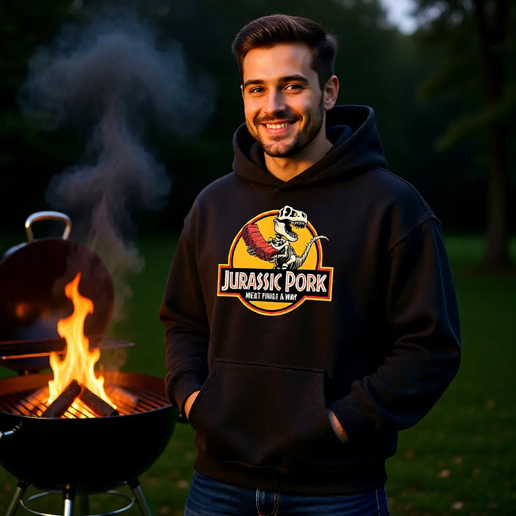 Jurassic Pork – Oversized Hoodie für Fleischjäger – Meatware Produktfoto