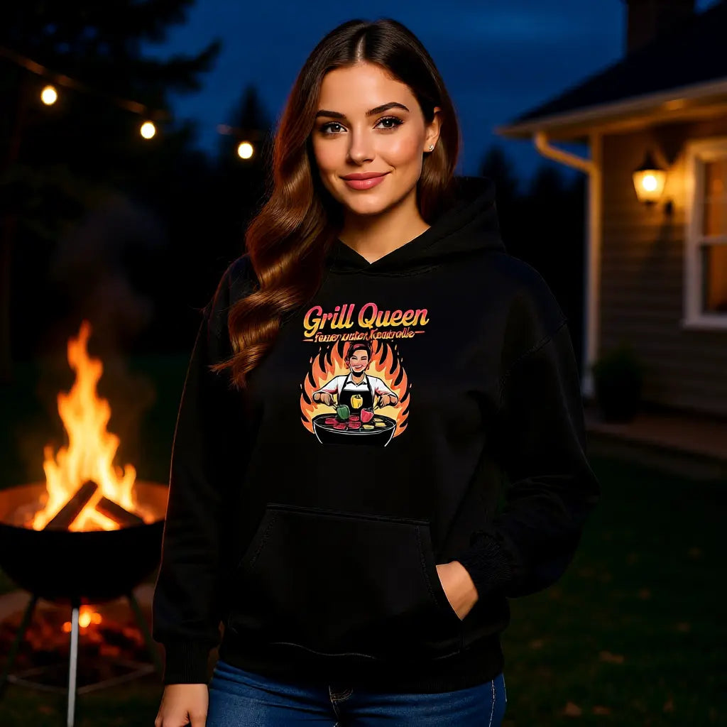 Grill Queen – Feuer unter Kontrolle – Oversized Hoodie – Meatware Produktfoto