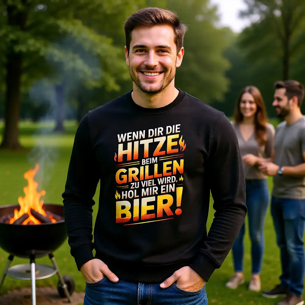Hitze beim Grillen – Hol mir ein Bier – Premium Sweatshirt – Meatware Produktfoto