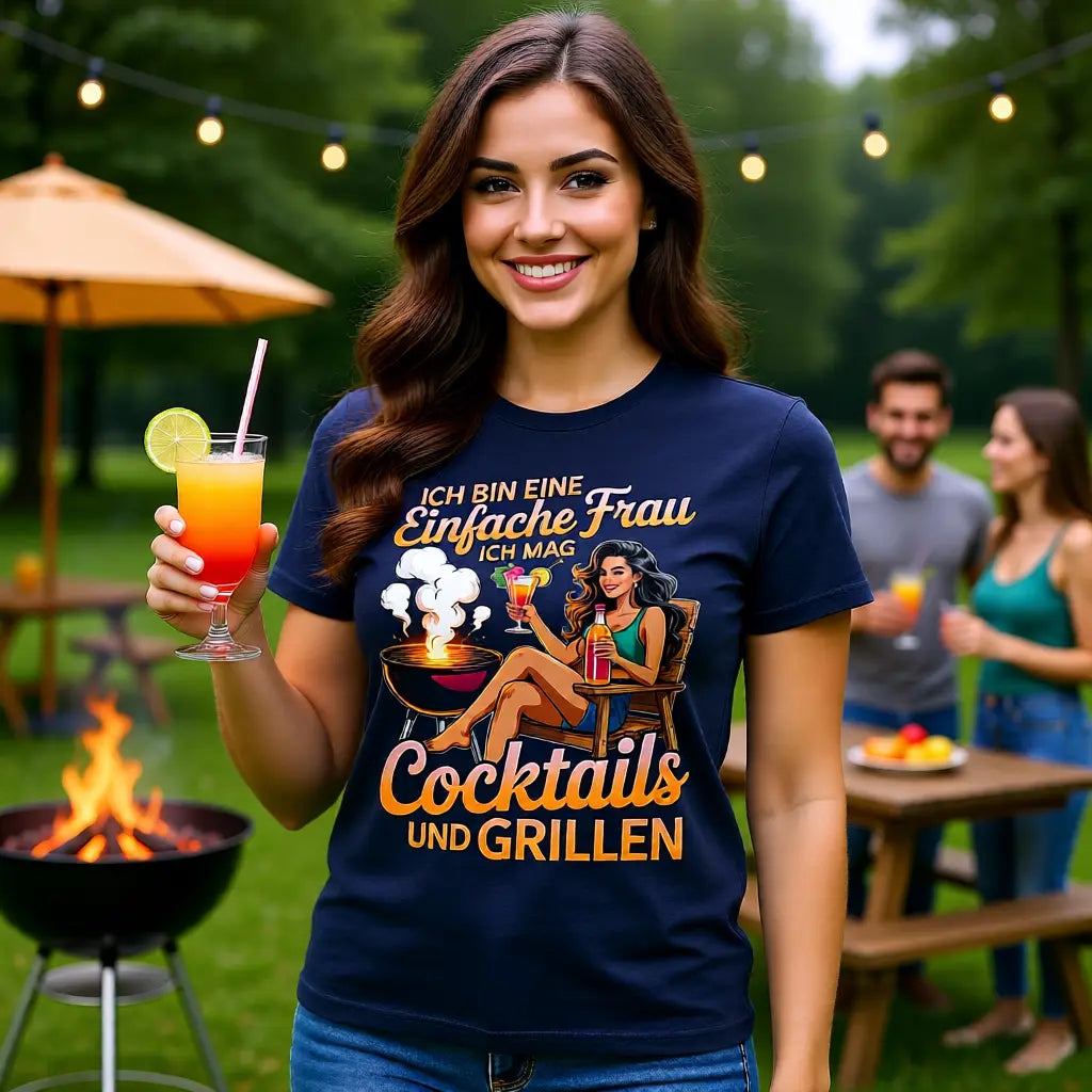 Einfache Frau – Cocktails & Grillen – Premium T-Shirt – Meatware Produktfoto