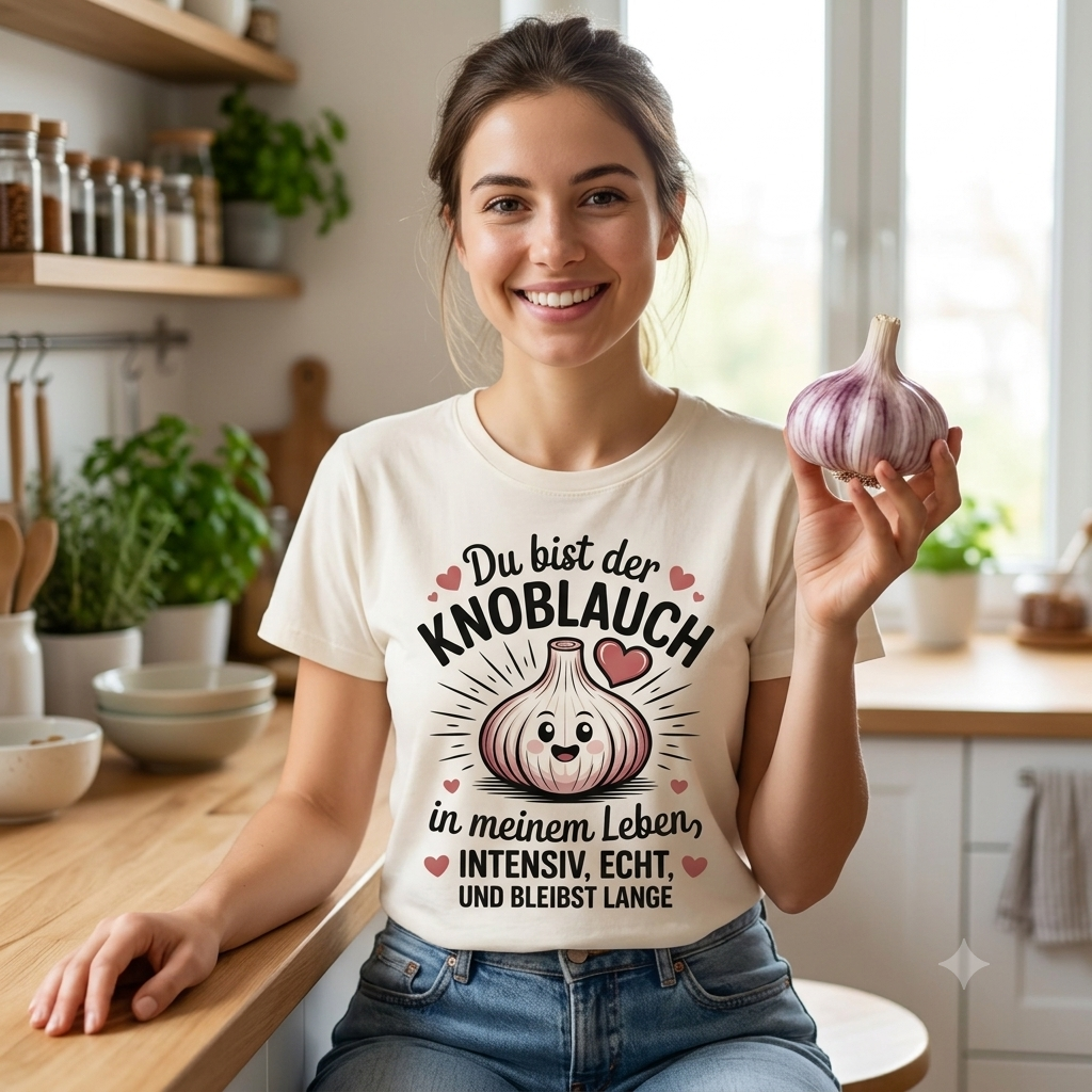 Du bist der Knoblauch – Premium T-Shirt für Foodies & Köche – Meatware Detailansicht