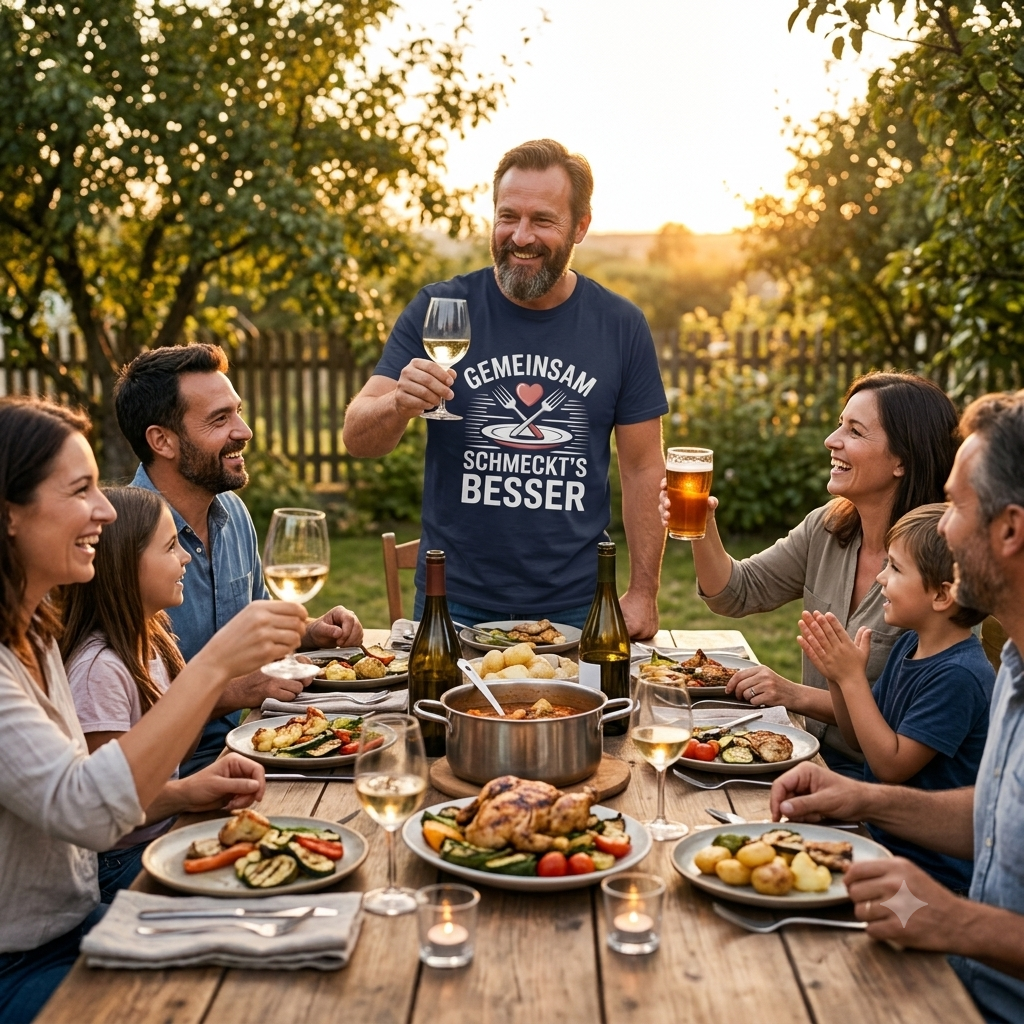 Gemeinsam schmeckt’s besser – Premium T-Shirt (BBQ & Lifestyle) – Meatware Detailansicht