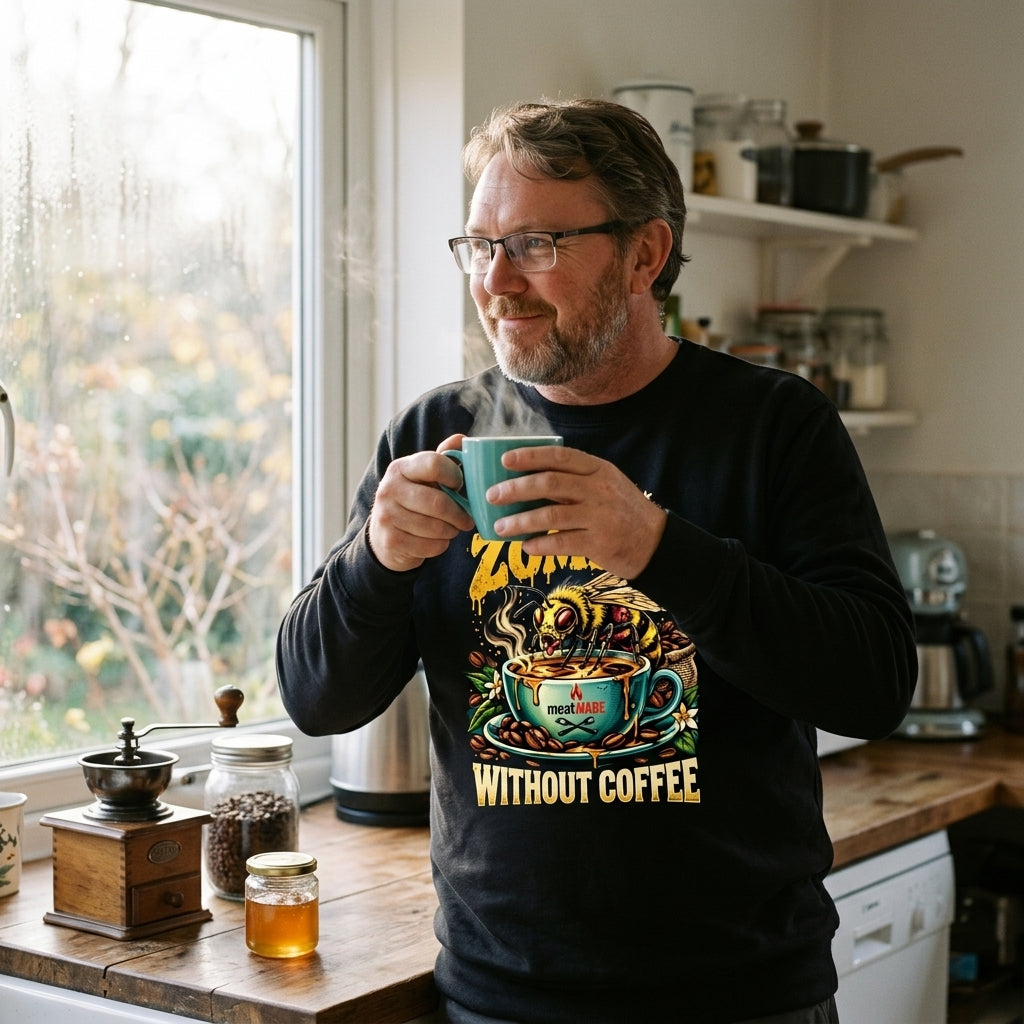 I'm A Zombee Without Coffee – Lustiges Kaffee Zombie Biene Premium Organic Sweatshirt