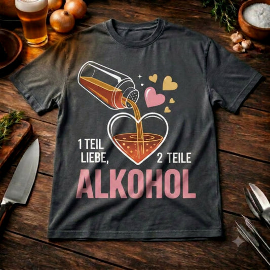 1 Teil Liebe, 2 Teile Alkohol – Oversized Streetwear Shirt – Meatware Produktfoto