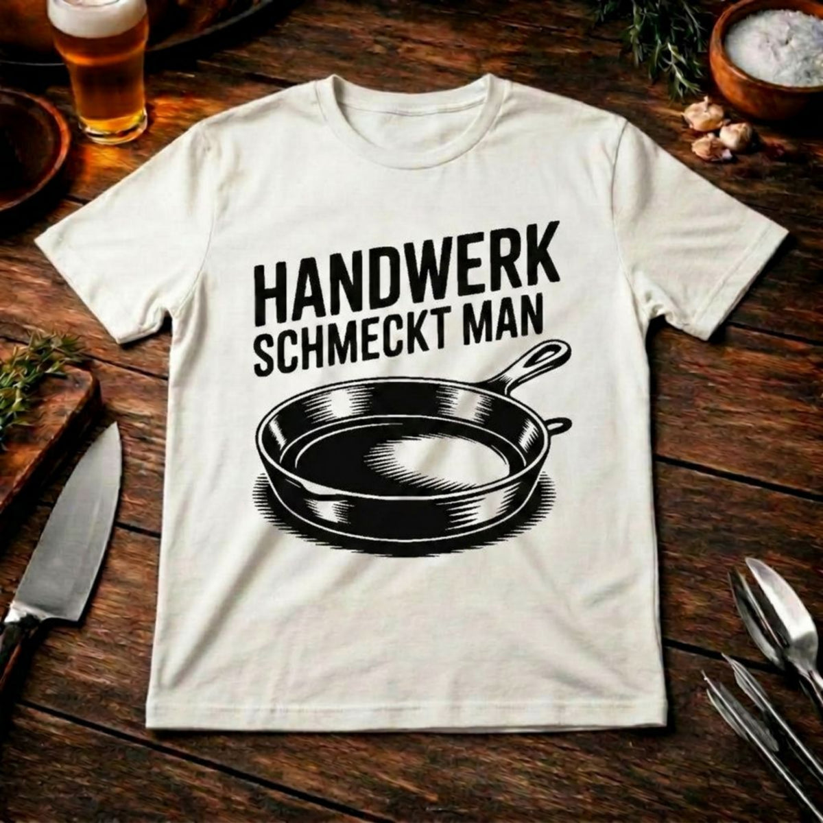 Handwerk schmeckt man – Meatware Premium Küchen-Shirt – Meatware Produktfoto