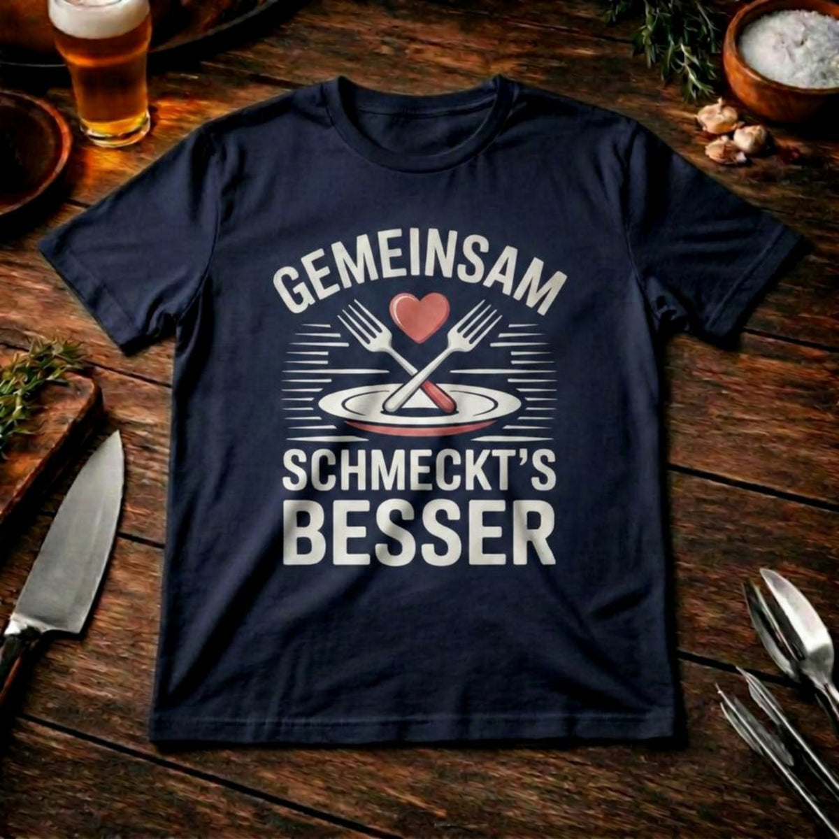 Gemeinsam schmeckt’s besser – Premium T-Shirt (BBQ & Lifestyle) – Meatware Produktfoto
