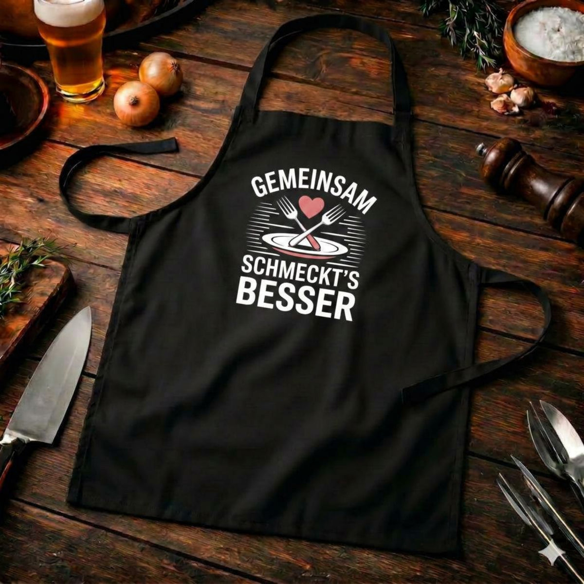 Gemeinsam schmeckt’s besser – Premium Grillschürze (BBQ-Lifestyle) – Meatware Produktfoto
