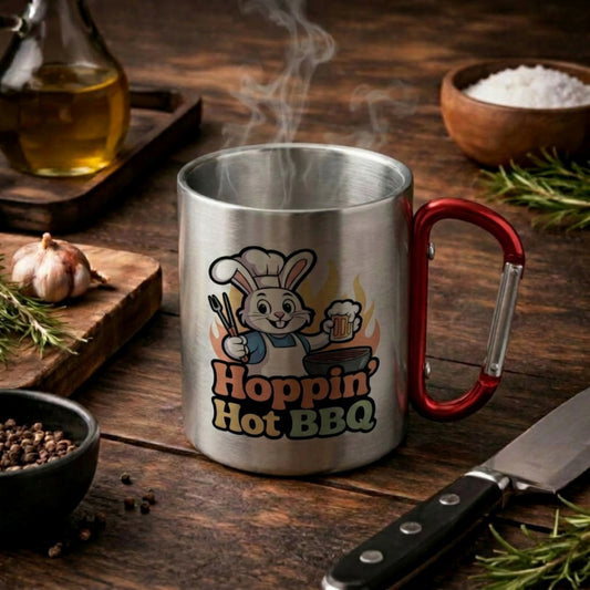 BBQ Bunny Squad Edelstahl-Tasse mit Karabiner – Outdoor Grill-Becher | Meatware® – Meatware Produktfoto