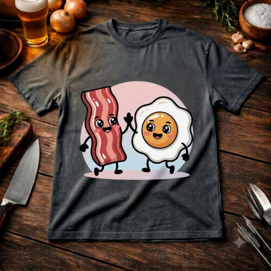 Bacon & Egg Friends – Lässiges Oversized T-Shirt (BBQ & Frühstück Crew Style) – Meatware Produktfoto